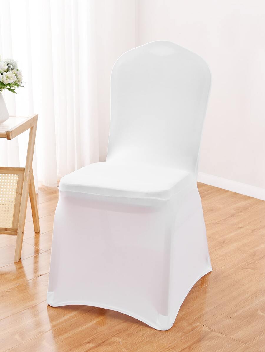 1pc White Chair Slipcover, Minimalist Polyester Dining Chair Cover For Party - White - View 1