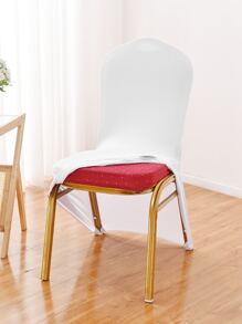 1pc White Chair Slipcover, Minimalist Polyester Dining Chair Cover For Party - White - View 4