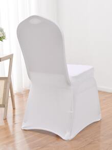 1pc White Chair Slipcover, Minimalist Polyester Dining Chair Cover For Party - White - View 2