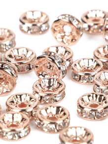 50 piezas Cuenta DIY con diseño de diamante de imitación - Oro rosa - Ver 2