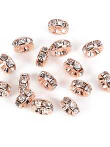 50 piezas Cuenta DIY con diseño de diamante de imitación - Oro rosa - Ver 3