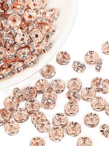 50 piezas Cuenta DIY con diseño de diamante de imitación - Oro rosa - Ver 4