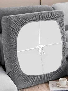 1pc Grey Stretchy Sofa Seat Cover, Minimalist Polyester Sofa Cushion Cover For Home - Grey - View 4