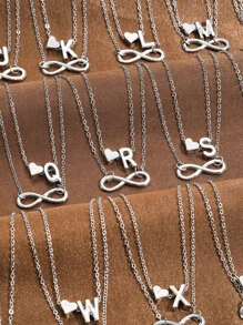 1 pieza Tobillera versátil minimalista de moda con decoración de corazón, letra, símbolo del infinito de doble capa, estilo casual nuevo adecuado para mujeres para uso diario, fiestas, banquetes, citas, como regalo