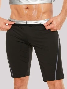 男士拼接頂針運動短褲 - 黑色 - 查看 1