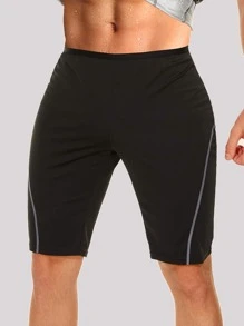男士拼接頂針運動短褲 - 黑色 - 查看 6