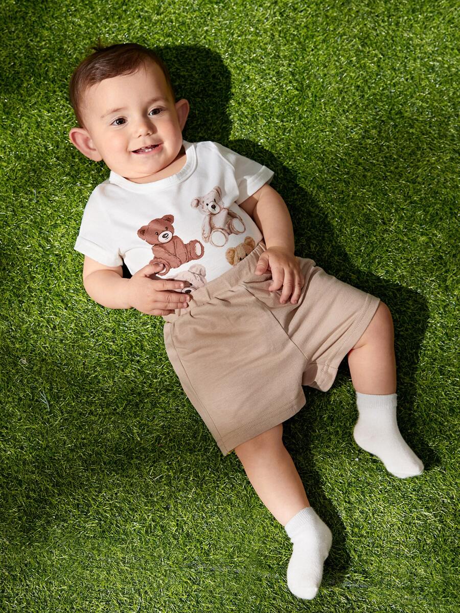 Đứa bé trai In Gấu Áo liền quần thun & Quần short - Nhiều màu - Xem 1