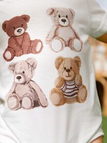 Đứa bé trai In Gấu Áo liền quần thun & Quần short - Nhiều màu - Xem 4