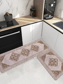 1入組幾何樣式廚房復古滌綸廚房地墊 - 彩色 - 查看 3