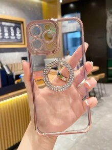 Plating Rhinestone Decor Clear Phone Case - Rose Gold - View 2