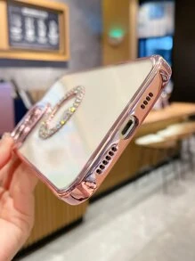 Plating Rhinestone Decor Clear Phone Case - Rose Gold - View 5