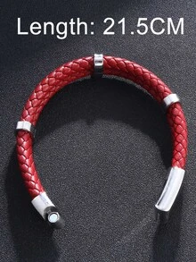 Men Minimalist Braided Bracelet - Red - View 5