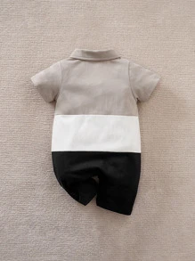 Yierying 男嬰撞色Polo領連身短褲