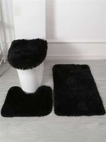 3 cái/bộ Thảm tắm mờ chắc chắn, Thảm tắm chống trượt Polyester tối giản cho phòng tắm - Xám - Xem 6