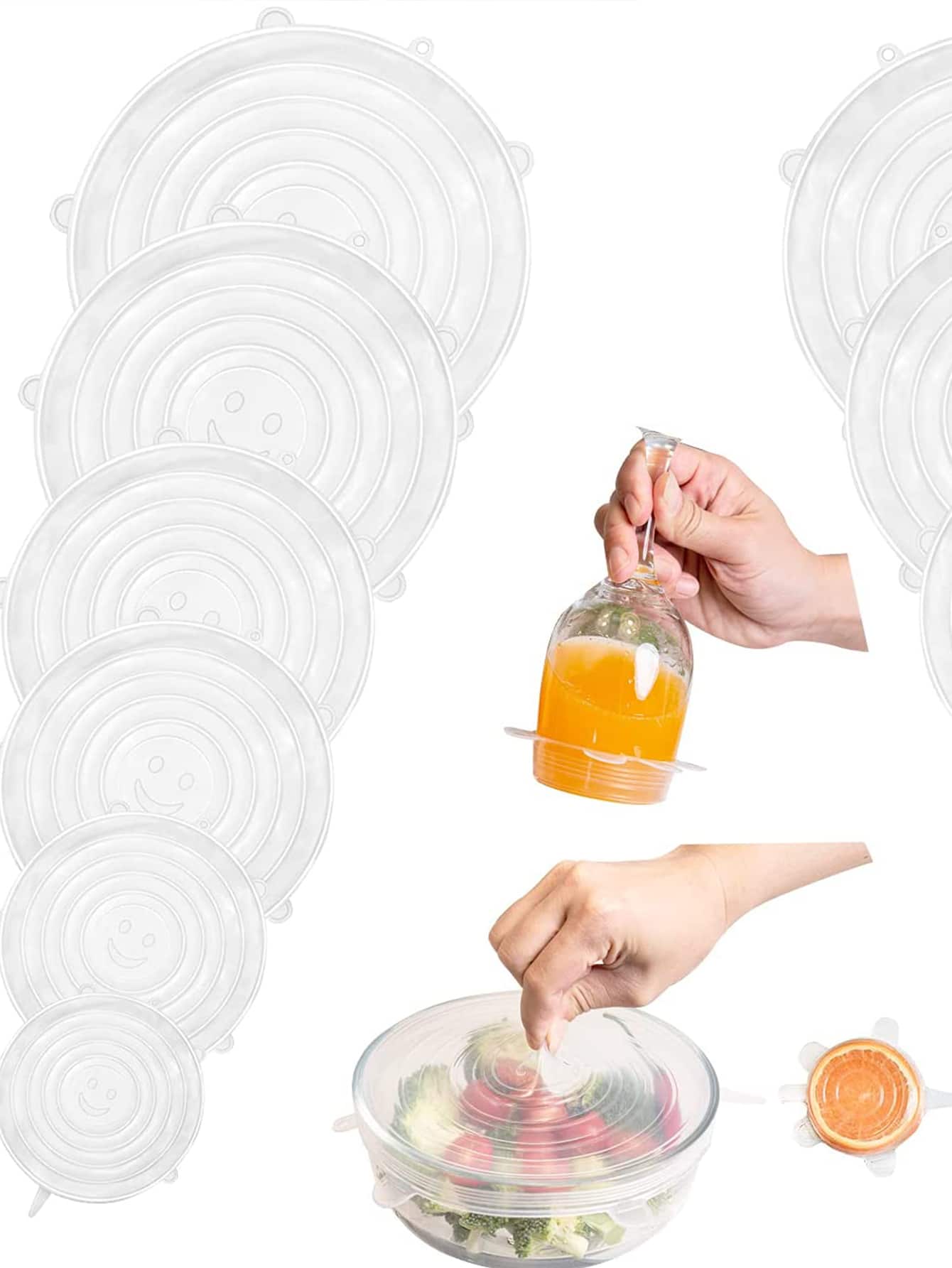 6pcs/set Silicone Food Cover, Minimalist Clear Food Cover For Kitchen - Clear - View 1