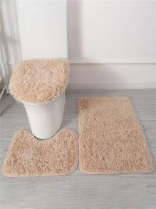 3 cái/bộ Thảm tắm mờ chắc chắn, Thảm tắm chống trượt Polyester tối giản cho phòng tắm - Xám - Xem 5