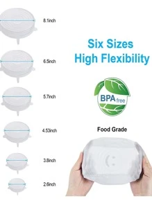 6pcs/set Silicone Food Cover, Minimalist Clear Food Cover For Kitchen - Clear - View 3