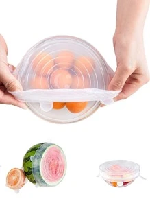 6pcs/set Silicone Food Cover, Minimalist Clear Food Cover For Kitchen - Clear - View 4