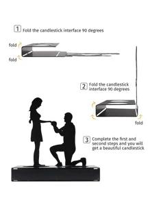 1pc Iron Candle Stand, Romantic Figure Design Candle Holder For Wedding - Black - View 4