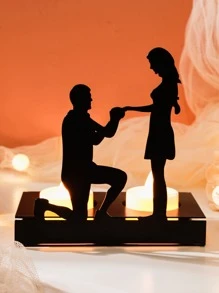 1pc Iron Candle Stand, Romantic Figure Design Candle Holder For Wedding - Black - View 5