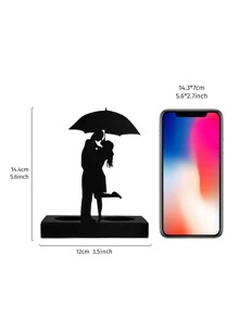 1pc Iron Candle Holder, Romantic Figure Design Candle Stand For Home - Black - View 4