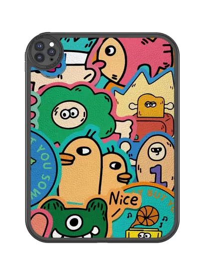 Apple Cute Stuff Funny 1 件可爱卡通世界图案平板电脑保护套，具有 360 度防震保护，适用于 10.9 英寸 iPad，以及便携式皮革保护套，适用于 10.2 英寸 iPad Kawaii