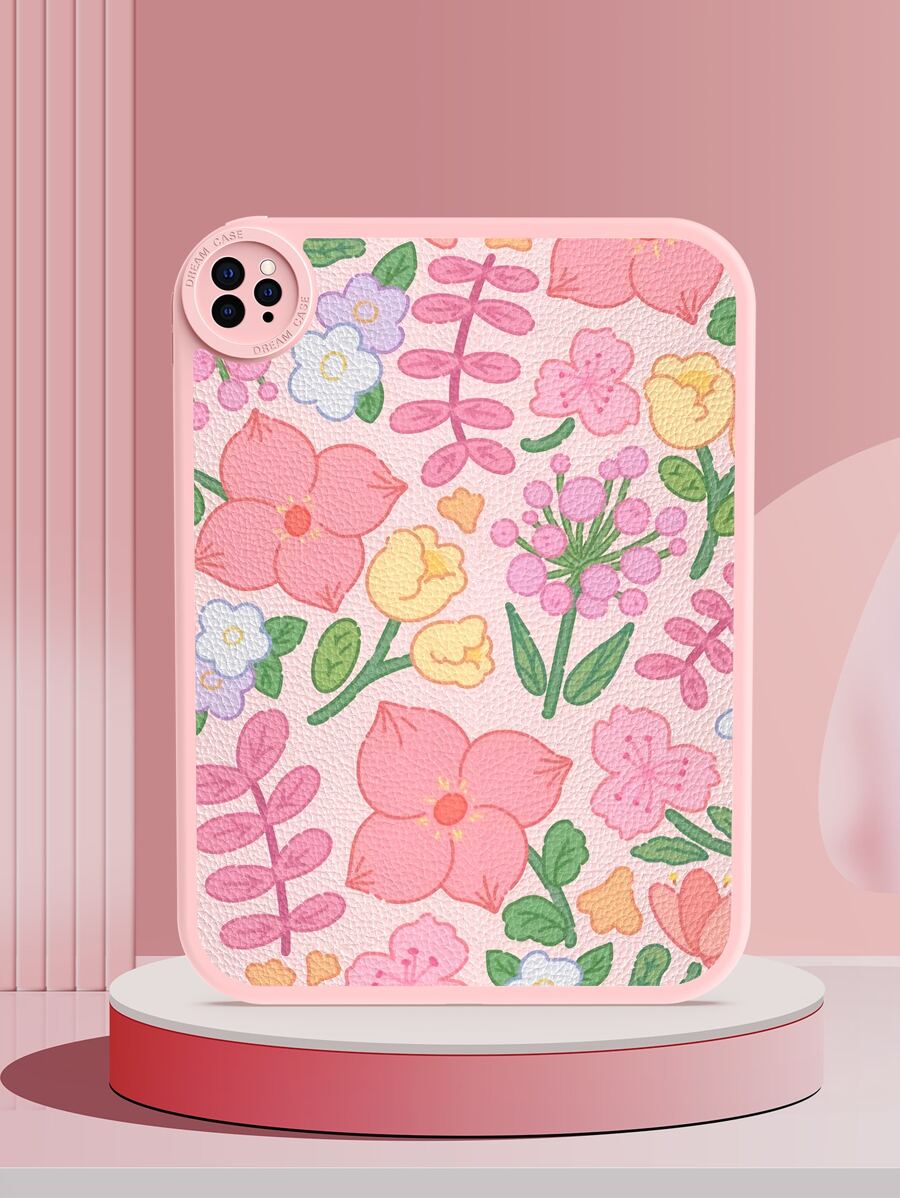 淡粉色夏季 1 件粉色美丽花朵图案平板电脑保护壳兼容华为 Matepad 10.4 英寸内置 360 度加厚防震皮革 Ipad 10.2 英寸保护壳 - 彩色 - 查看 1