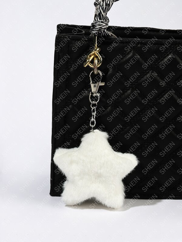 Fluffy Star Design Bag Charm White Keychain Bag Accessories Gifts Valentine'S Day Stylish For Teen Girls Women College Students Teacher White-Collar Workers Rookies & White-Collar Workers Gift Accessories Decor Present Car Accessories Women Key Chain Charms School Supplies Teacher Gifts Back To School Teacher Accessories