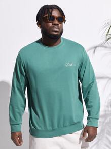 EASEVO Men Plus Letter Graphic Sweatshirt - Green - View 3