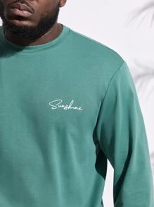 EASEVO Men Plus Letter Graphic Sweatshirt - Green - View 6