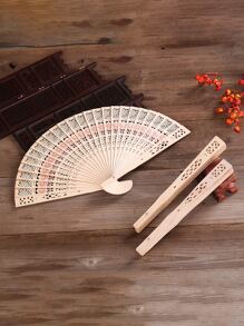 1 cái Quạt thủ công bằng gỗ, Quạt có thể gập lại rỗng hiện đại cho gia đình - Nhiều màu - Xem 1