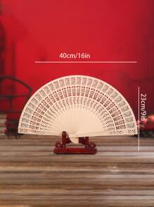 1 cái Quạt thủ công bằng gỗ, Quạt có thể gập lại rỗng hiện đại cho gia đình - Nhiều màu - Xem 2