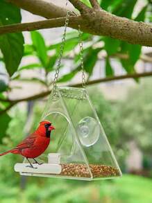 1pc Triangle Clear Bird Feeder For Parrot For Food Feeding - Clear - View 1