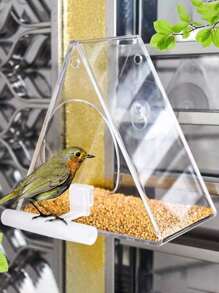 1pc Triangle Clear Bird Feeder For Parrot For Food Feeding - Clear - View 5