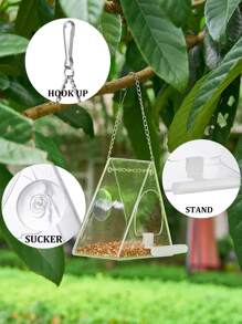 1pc Triangle Clear Bird Feeder For Parrot For Food Feeding - Clear - View 6