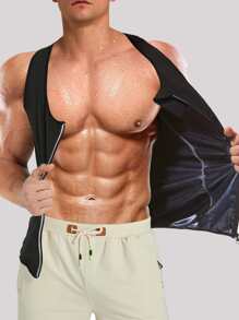 Top Deportivo De Hombres Con Cremallera, Ropa De Gimnasio Para Hombres - Negro - Ver 3