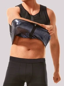 Top Deportivo De Hombres Con Cremallera, Ropa De Gimnasio Para Hombres - Negro - Ver 4