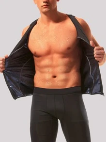 Top Deportivo De Hombres Con Cremallera, Ropa De Gimnasio Para Hombres - Negro - Ver 7