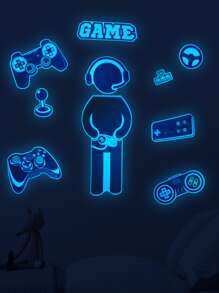 Cái/bộ PVC Dán Tường Tay Cầm Chơi Game & Hình Đồ Họa Phát Sáng Trong Bóng Tối Decal Dán Tường Cho Trang Trí Tường Nhà - Nhiều màu - Xem 3