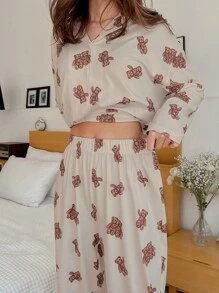 DAZY Bộ đồ ngủ Nữ Nút phía trước Hoạt hình Dễ thương - Nhiều màu - Xem 3