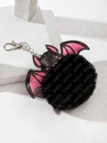 蝙蝠设计包饰黑色绒球装饰万圣节蝙蝠球绒球钥匙扣朋克卡通汽车吊坠钥匙圈装饰包包钱包饰物包饰礼品、礼品、配饰、装饰适合少女、女士、大学生、新秀和白领人士的汽车配饰女士钥匙链饰物 - 彩色 - 查看 2
