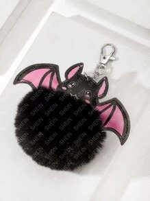 蝙蝠设计包饰黑色绒球装饰万圣节蝙蝠球绒球钥匙扣朋克卡通汽车吊坠钥匙圈装饰包包钱包饰物包饰礼品、礼品、配饰、装饰适合少女、女士、大学生、新秀和白领人士的汽车配饰女士钥匙链饰物 - 彩色 - 查看 4