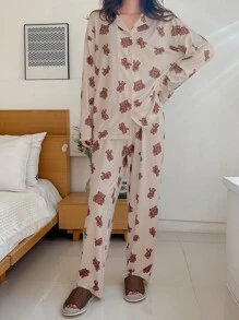 DAZY Bộ đồ ngủ Nữ Nút phía trước Hoạt hình Dễ thương - Nhiều màu - Xem 5