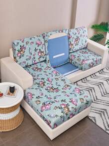 1入組花卉圖案彈性沙發坐墊滌綸沙發墊套 - 彩色 - 查看 2