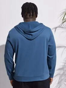 Manfinity Men Plus Kangaroo Pocket Half Zip Hooded Sweatshirt - Dusty Blue - View 2