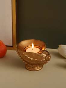1pc Polyresin Candle Stand, Creative Conch Design Candle Holder For Home - Gold - View 1