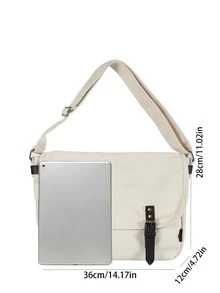 Bolso de mensajero con diseño de hebilla con solapa de gran capacidad blanco - Blanco - Ver 5