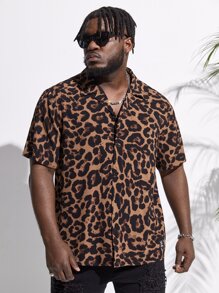 EASEVO Camisa informal para salir con botones y mangas cortas con estampado de leopardo para hombre de talla grande, gráficos coloridos - Multicolor - Ver 4