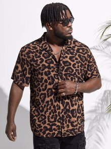 EASEVO Camisa informal para salir con botones y mangas cortas con estampado de leopardo para hombre de talla grande, gráficos coloridos - Multicolor - Ver 6