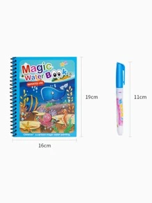 1pc Cartoon Graphic Drawing Notebook, Creative Portable Children Watercolor Book - Blue - View 4